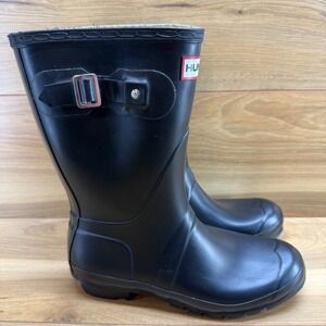 Hunter Classic Short Womens Boots 9 Black Mid Calf Waterproof Rain